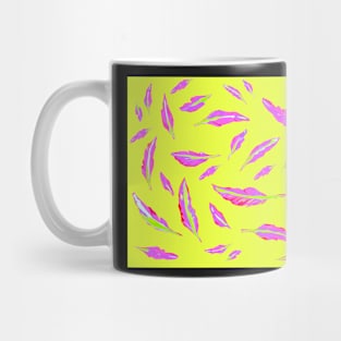 feather bad trip yellow and pink colour style fabric pattern Mug